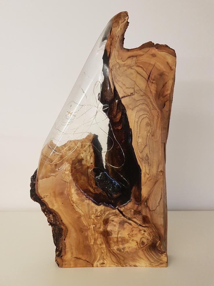 Lampe Olivenholz LED Lichterkette Epoxidharz