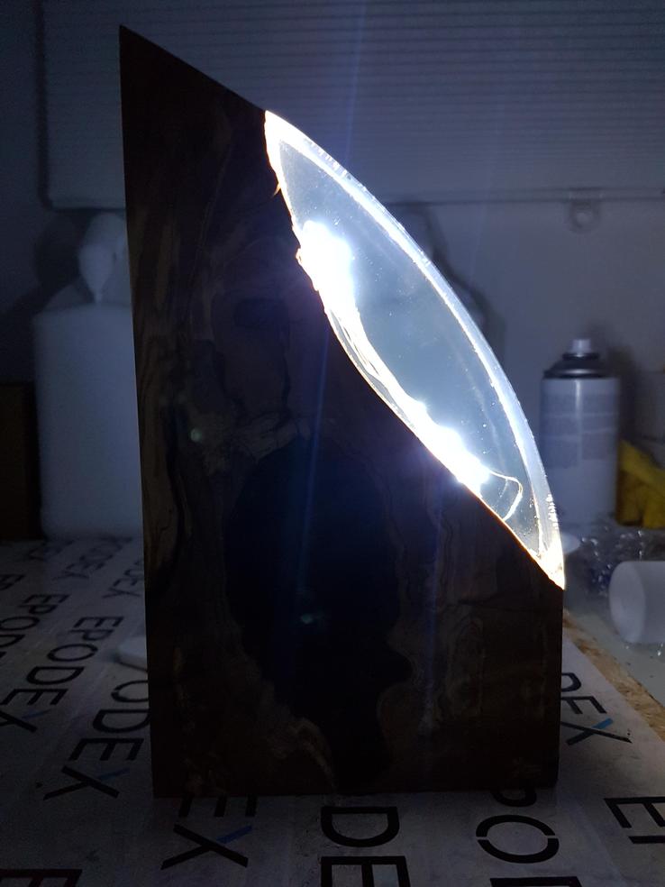 Lampe Olivenholz LED Lichterkette Epoxidharz