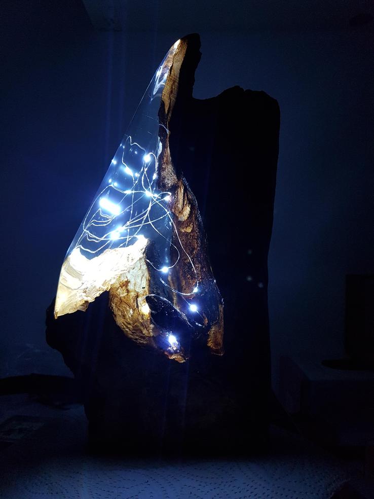 Lampe Olivenholz LED Lichterkette Epoxidharz