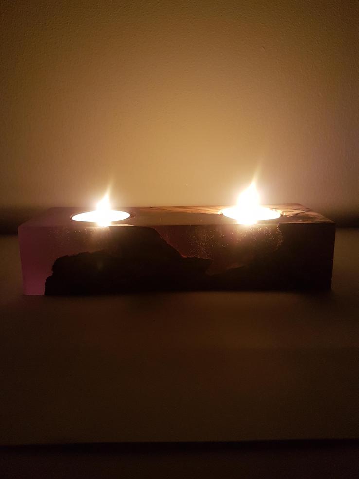 Teelicht Olivenholz Epoxidharz